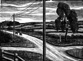 wood-engraving original print: The Road Home for Mountains and Molehills by Frances Cornford